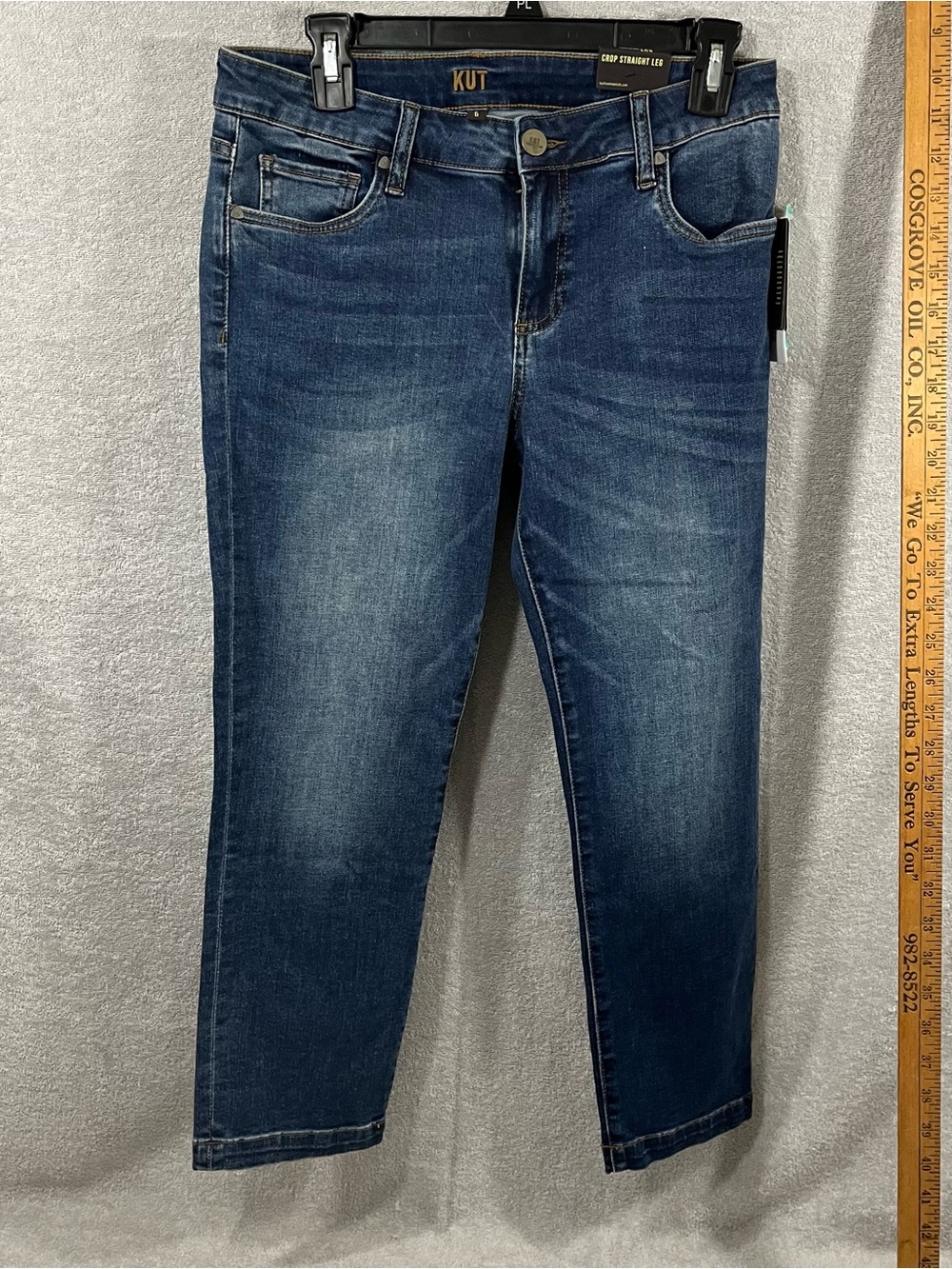 Kut From The Kloth Amy Crop Straight Leg Sz 6 Dark Wash Cuffed NWT  (30x24.5)